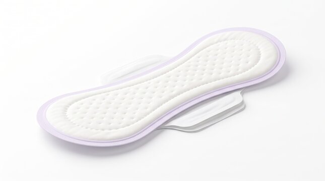 Clean feminine sanitary pad with soft purple edges for personal care