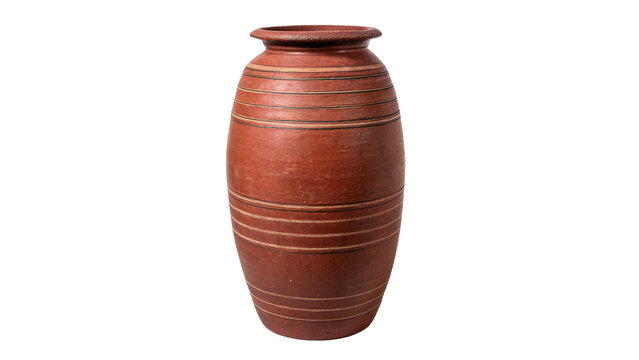 Traditional rustic clay jug pitcher ancient pottery container vessel isolated object