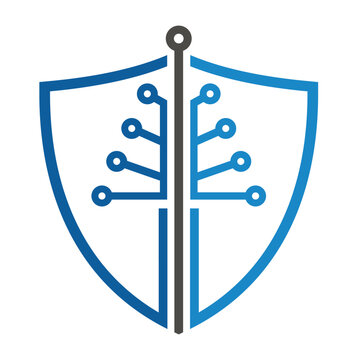 Shield Circuit Board Tree Digital Tech Network Logo Vector 