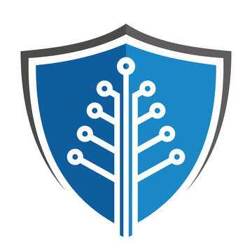 Shield Circuit Board Tree Digital Tech Network Logo Vector 
