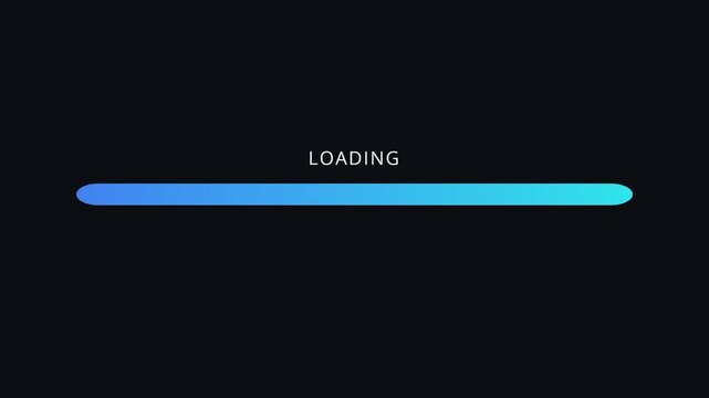 Minimalist Cyan Loading Progress Bar Motion Graphic Animation on Dark Blue Background
