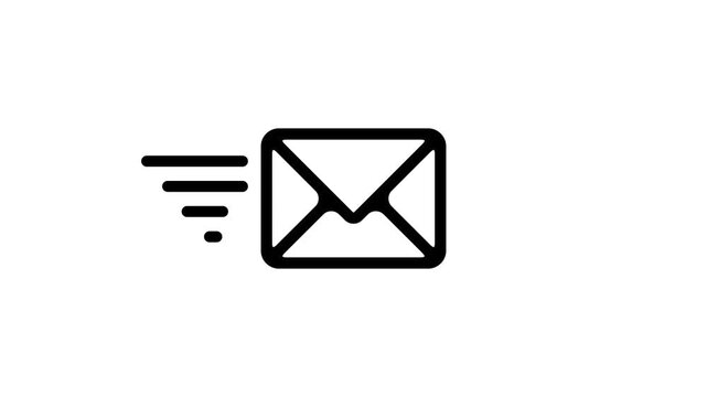 Email notification mail icon set with new message alert send status .A simple black icon of an envelope on a Transparent Background for communication and messaging icon animation .
