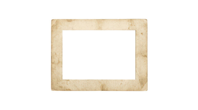 Old vintage paper photo frame isolated on transparent background