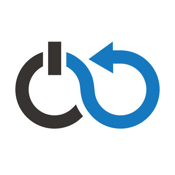 Reboot or restart logo icon technology,  simple flat design vector.