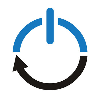 Reboot or restart logo icon technology,  simple flat design vector.