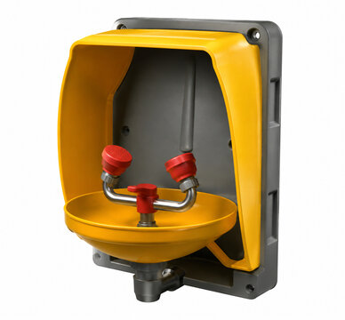Emergency eyewash station floor pan illustration