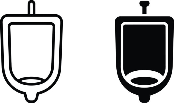 Urinal icon vector design isolated on white background, simple restroom fixture symbol for bathroom signage, sanitation, hygiene, and public facilities.