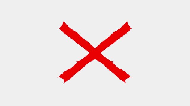 Cross mark icon isolated on transparent background. Error and cancel symbols animation. Wrong signs stopped and close incorrectly icon chroma key background. Cross mark brush stock.