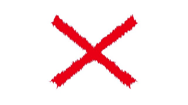 Cross mark icon isolated on transparent background. Error and cancel symbols animation. Wrong signs stopped and close incorrectly icon chroma key background. Cross mark brush stock.