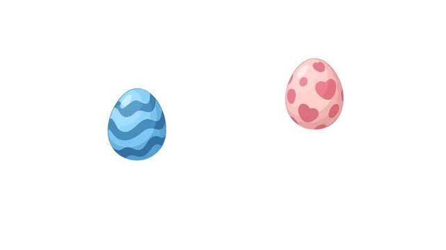 Whimsical animated motion graphic showcasing colorful fantasy dinosaur cartoon eggs with unique stripes, spots, and prehistoric-inspired patterns. Designed for Easter campaigns, children's videos