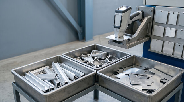 Industrial Spectrometer Measuring Metal Samples in Factory