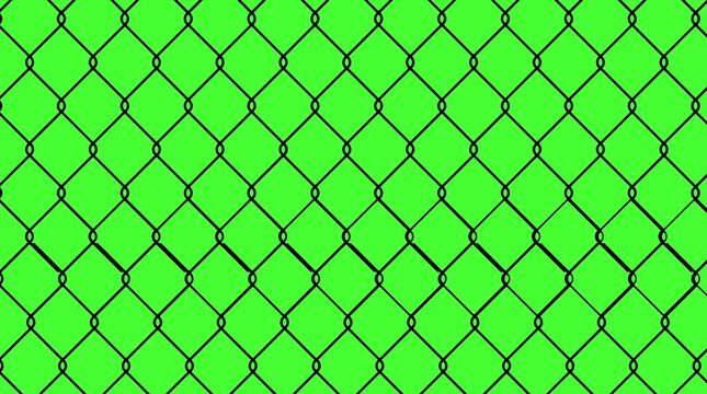 Chainlink Metal Fence Mesh Grid Overlay Motion Graphic Green Screen Chroma Key Video Background Loop