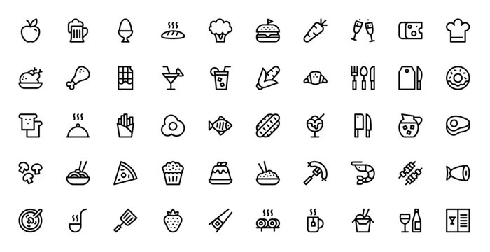 Food And Restaurant Flat Icon Collection for Web and Print