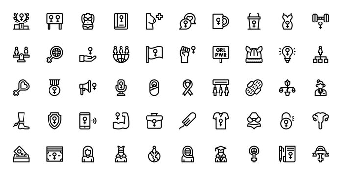 Feminism Vector Icons for Websites Apps and Publications