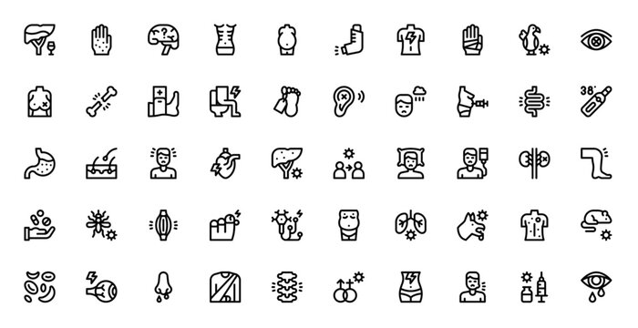 Diseases Line Style Icons for Digital Interfaces