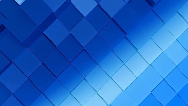 Abstract geometric pattern with diagonal blue squares and white shapes in a modern layout