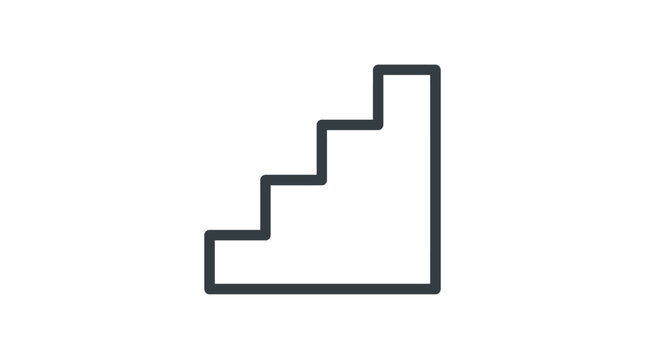 Minimalist outline vector illustration of a simple staircase icon representing progress and upward career growth goals
