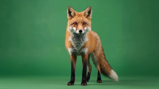 red fox on green screen 