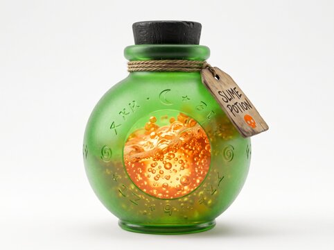Green magic potion bottle