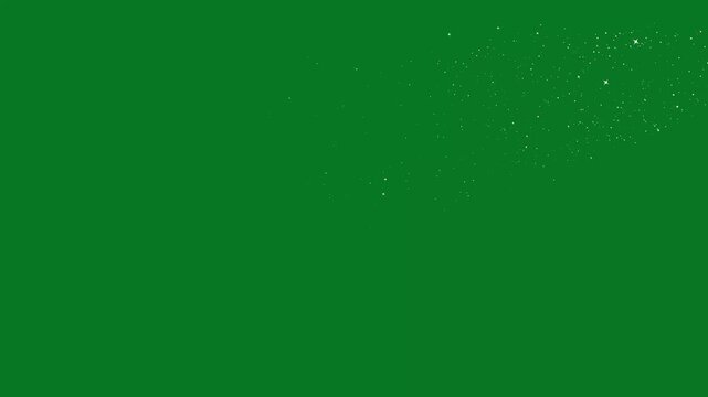 Elegant golden glitter star trail with glowing golden particles flowing along a winding path, doodle glitter sparkles star trail creating a sparkling fantasy line effect on green background in 4k