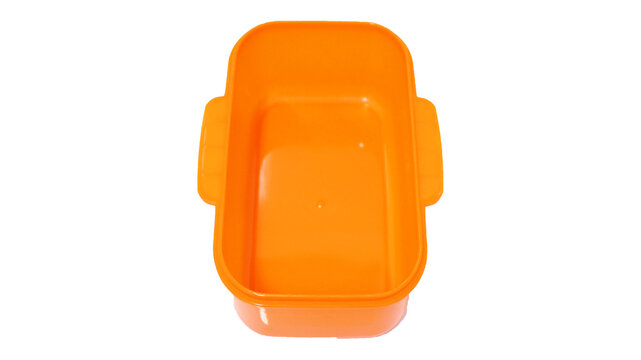Orange airtight plastic food container without cover