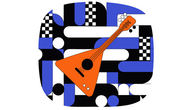 Traditional Russian Balalaika Instrument on Abstract Geometric Background