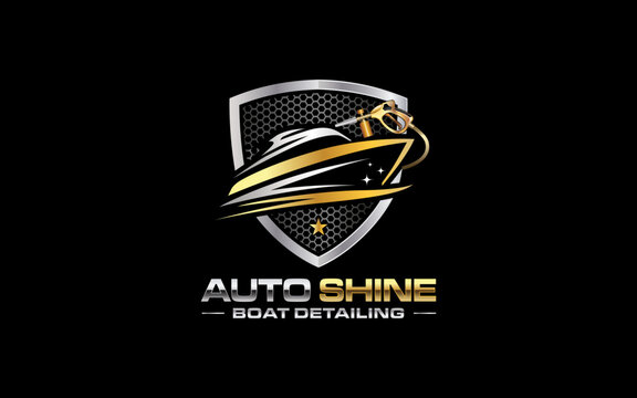 Illustration vector graphic of boat detailing services logo design template