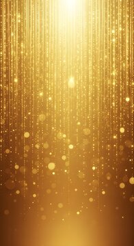 Golden sparkling light particles background with glowing bokeh effects and vertical shine, perfect for luxury events, celebrations, festive designs, premium branding, invitations, and elegant