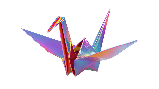 A floating 3d abstract origami crane