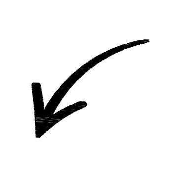 Hand drawn arrow icon, sketch style pointer symbol, vector illustration isolated on transparent background