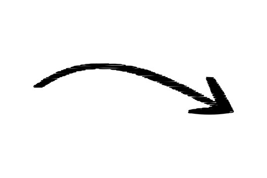Hand drawn curved arrow icon isolated on transparent background
