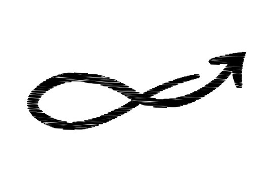Hand drawn scribble arrow icon, sketch style doodle arrow pointing to the upper right corner, vector illustration isolated on transparent background