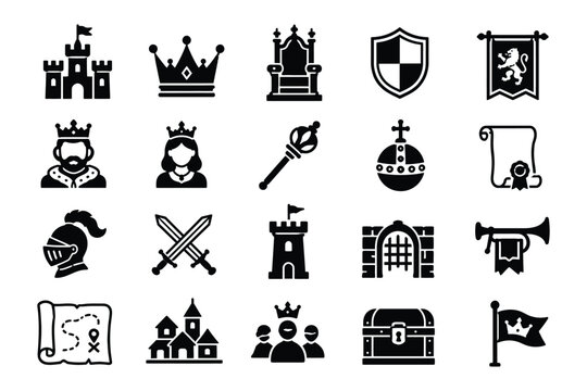 Medieval Royal Symbols and Icons Collection.