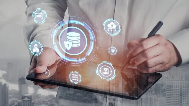 Data privacy and cyber security icons show encryption, data privacy safeguards, and cyber security defense. Data privacy ensures cyber security protection and access control. Funnel