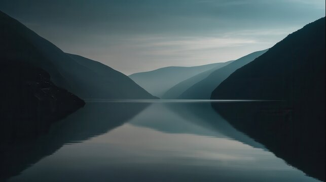 Serene mountain reflections on a calm lake.