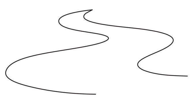 Winding road continuous line art, single line travel journey, highway path concept, editable stroke outline vector