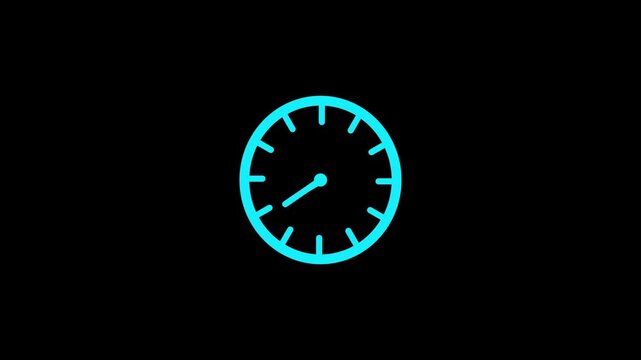 Clock spinning animation, watch animation on transparent background with alpha channel. Clock icon flat style 24 hours day and night fast speed with moving timer clock rotation motion video 4k video