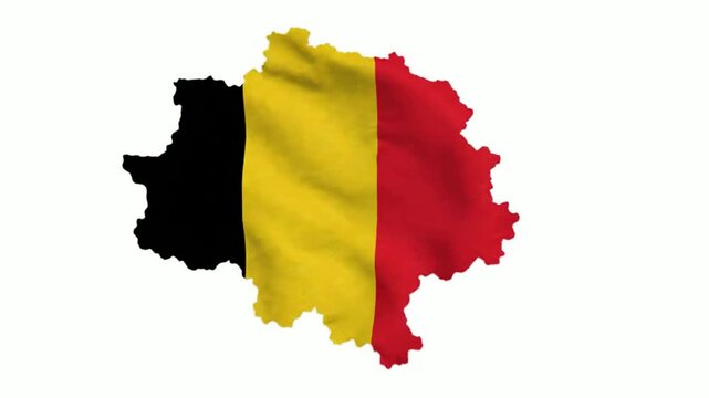Waving belgium flag map silhouette animation isolated national symbol for presentations and motion belgian