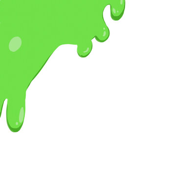 Bright Green Glossy Slime Drip, Hand Drawn Illustration