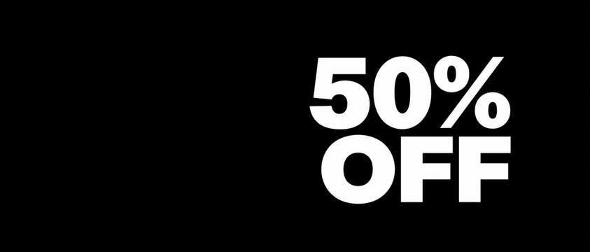 50 Percent Off Sale Discount Label Dark Background