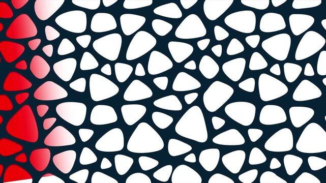 White pebble mosaic stays fixed on a dark navy background while a glowing light band sweeps across, adding temporary shadow and depth for abstract transitions, intros, and design backdrops.