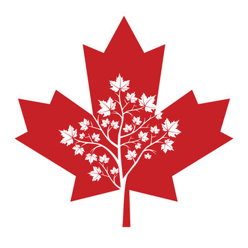 maple tree logo, simple flat design vector.