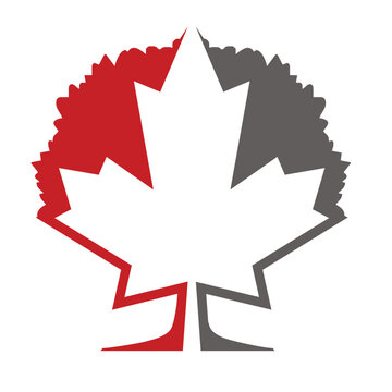 maple tree logo, simple flat design vector.