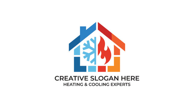 This vibrant logo creatively combines heating and cooling symbols, representing a company that specializes in HVAC solutions for homes and businesses.