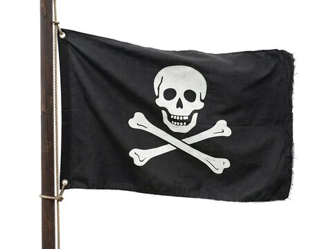 pirate flag with skull and crossbones on black background