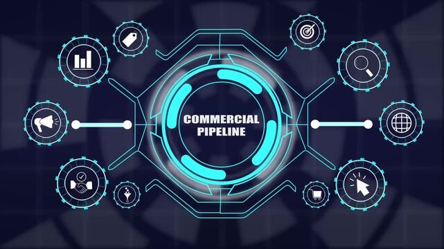 Commercial pipeline management interface illustrating sales funnel optimization, deal tracking, lead transformation, client acquisition and enterprise revenue strategy