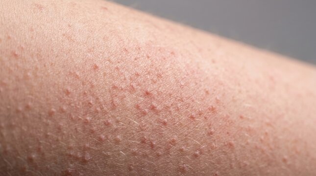 Keratosis pilaris goosebumps bumpy dry textured skin close up macro view
