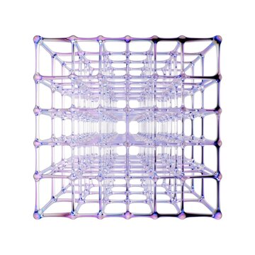 An abstract 3D purple pastel molecular grid cube background