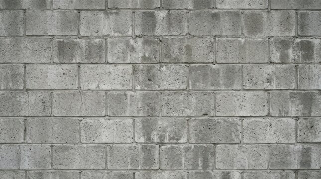 Seamless concrete block wall background texture featuring weathered gray cinder blocks perfect for urban industrial design projects