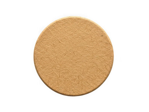 Round cork coaster texture for office or home isolated on transparent background